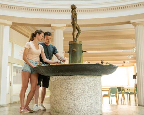 Verkostung des Heilwassers am Heilwasserbrunnen in der Wandelhalle